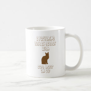 Caneca De Café Tudo Tem Melhor Sabor Com Cabelo De Gato!