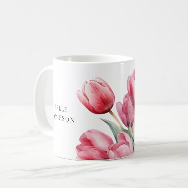 Caneca De Café Tulip de Primavera personalizável (Frente Esquerda)