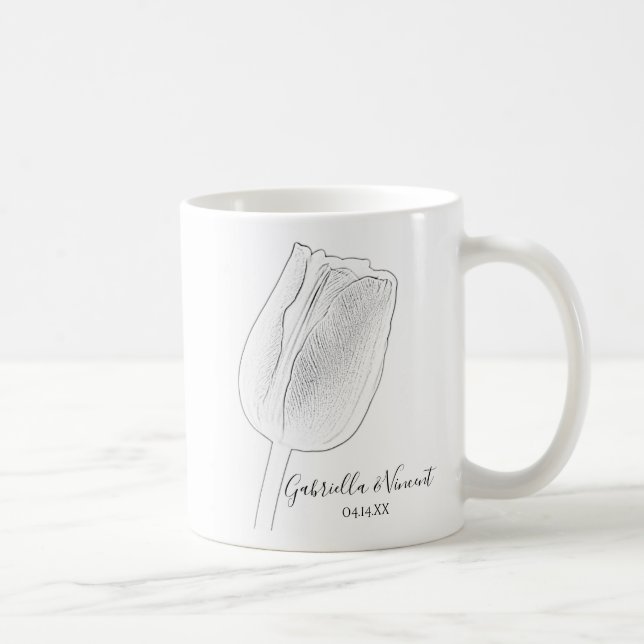 Caneca De Café Tulip Sketch Wedding (Direita)