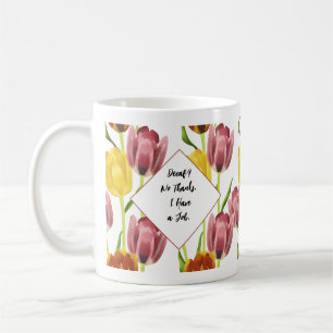 Caneca De Café Tulip Watercolor Multicolor Floral