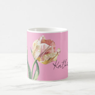 Caneca De Café Tulipa Flor de Tulipa Amarela Rosa da Primavera