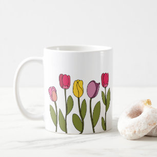 Caneca De Café Tulipa Floral Colorida Tulipa