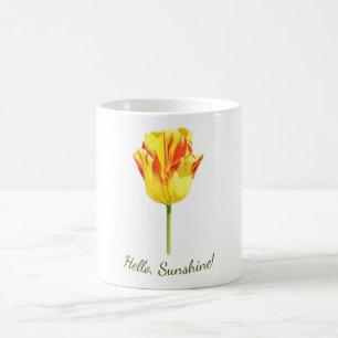 Caneca De Café Tulipa personalizada amarela e vermelha