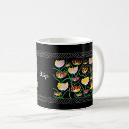 Caneca De Café Tulipas Abstratas Multi-Coloridas