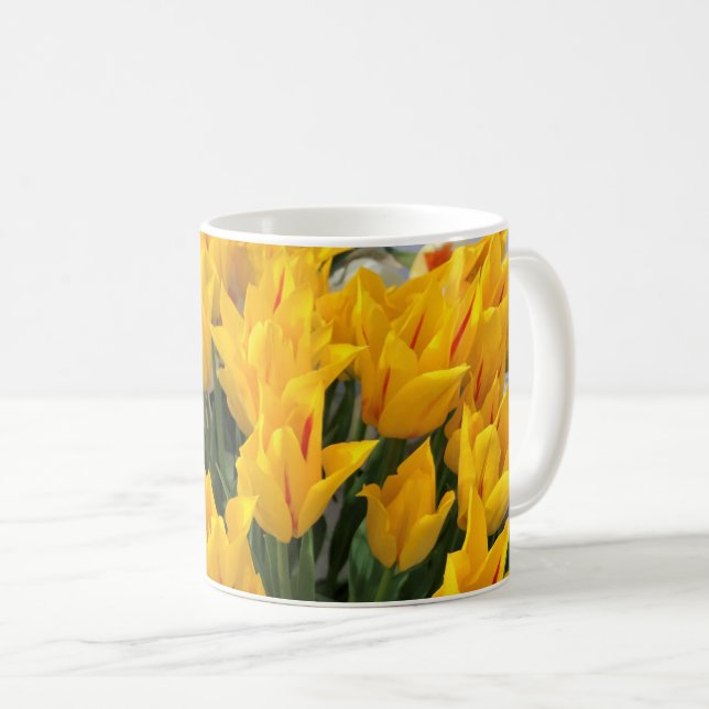 Caneca De Café Tulipas Amarelas Únicas (Frente Esquerda)