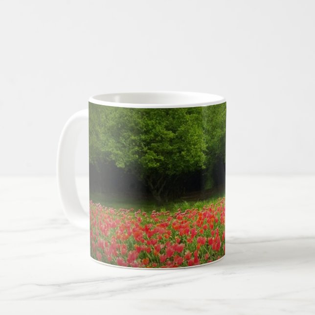 Caneca De Café Tulipas & Árvores (Frente Esquerda)