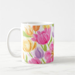 Caneca De Café Tulipas Brilhantes e Bonitas