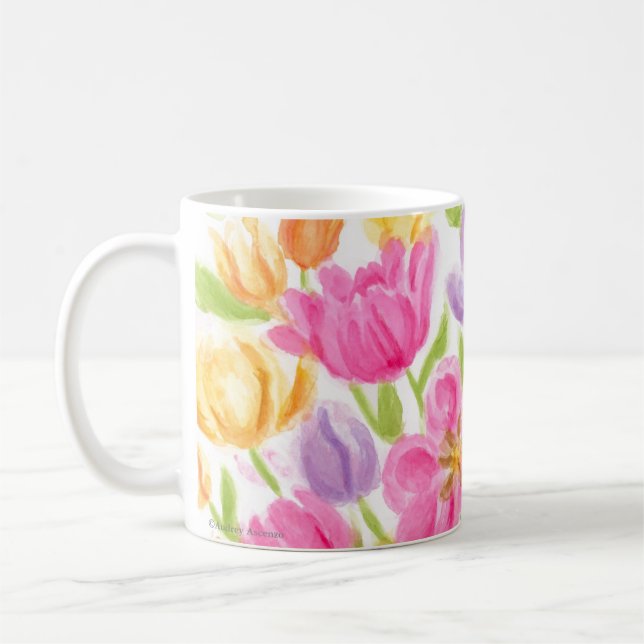 Caneca De Café Tulipas Brilhantes e Bonitas (Esquerda)