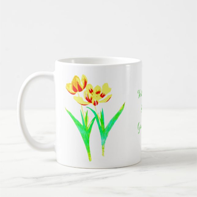 Caneca De Café Tulipas Clássicas Amarelas e Vermelhas (Esquerda)
