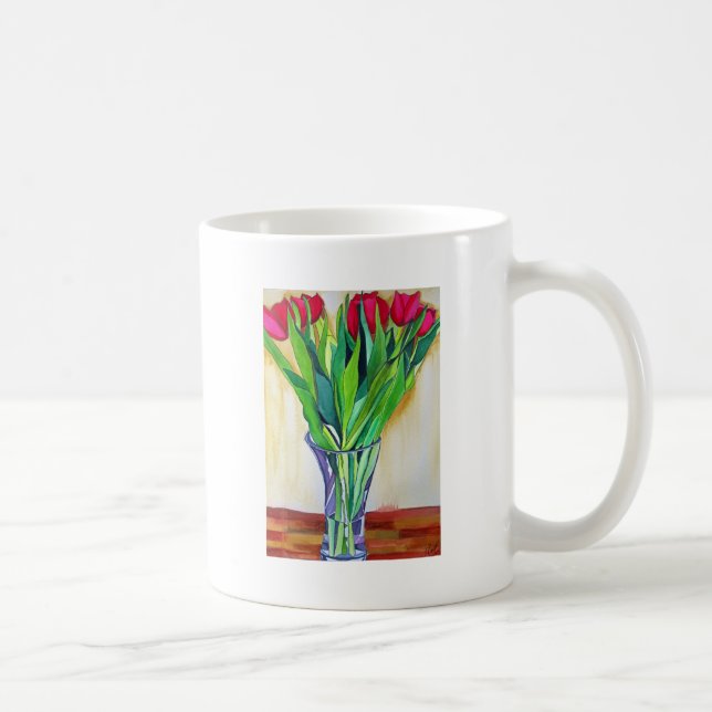 Caneca De Café tulipas cor-de-água rosa e vermelha (Direita)