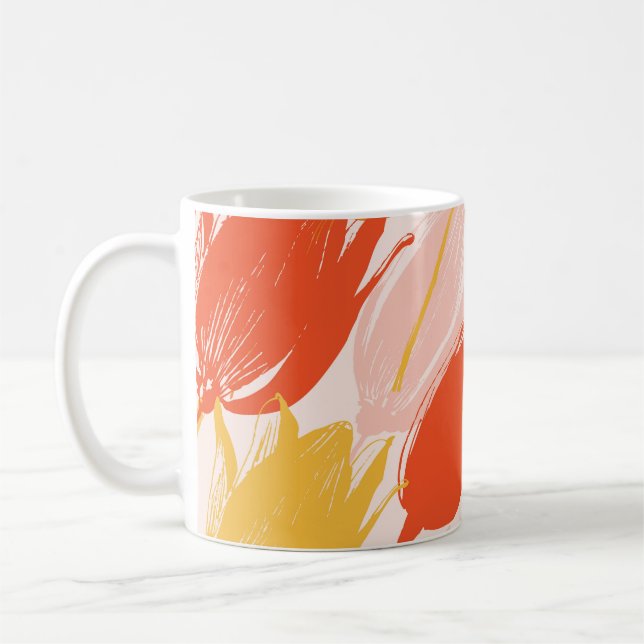 Caneca De Café Tulipas Diagonais: Design de Cor Leve. (Esquerda)