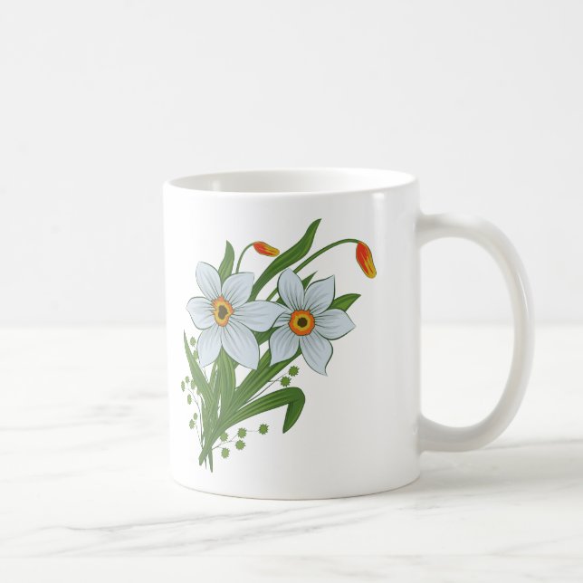 Caneca De Café Tulipas e Narcisos Flores (Direita)