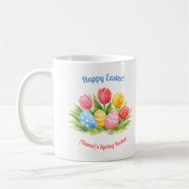 Caneca De Café Tulipas e Ovos de Páscoa Caprichosos Personalizáve