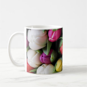 Caneca De Café Tulipas Flores Coloridas Páscoa