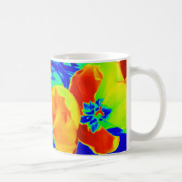 Caneca De Café tulipas fluorescentes