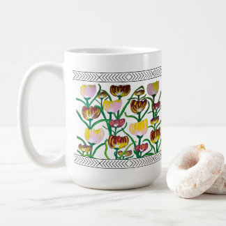 Caneca De Café Tulipas Multi-Color Abstratas