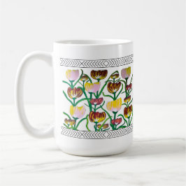 Caneca De Café Tulipas Multi-Color Abstratas