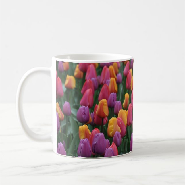 Caneca De Café Tulipas primavera coloridas (Esquerda)