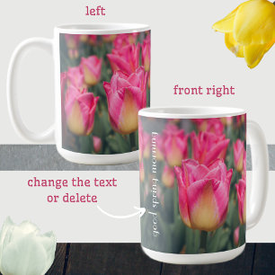 Caneca De Café Tulipas primavera do estilo de vintagem rosa