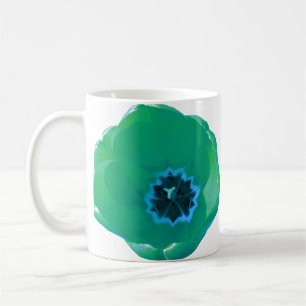 Caneca De Café Tulipas Verdes e Azuis