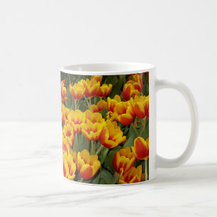 Caneca De Café Tulipas vermelhas e amarelas