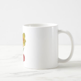 Caneca De Café Tulipas vermelhas e flores de narciso amarelo