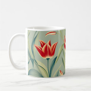 Caneca De Café Tulipas Vermelhos Vermelhos Vermelhos Vermelhos