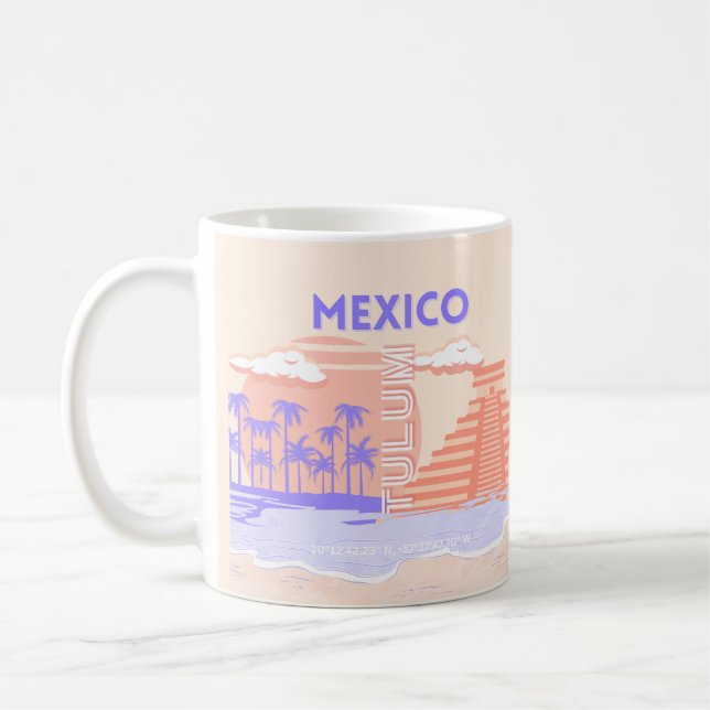 Caneca De Café Tulum, Arte de Viagem, Arte Retro (Esquerda)
