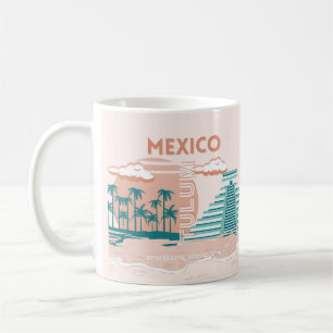 Caneca De Café Tulum, México, Viagem Art, Retro