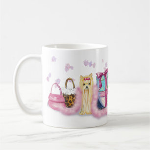 Caneca De Café Tumg de Yorkie Pink Feather Boa