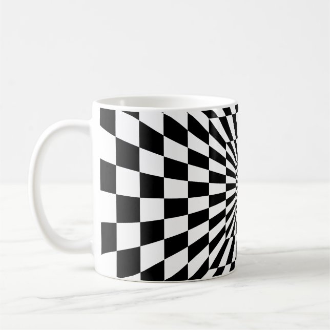 Caneca De Café túnel de chessboard com ilusão óptica (Esquerda)