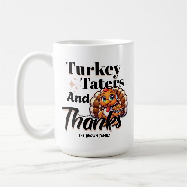 Caneca De Café Turcos e Obrigados - Colossianos 2:7 (Esquerda)