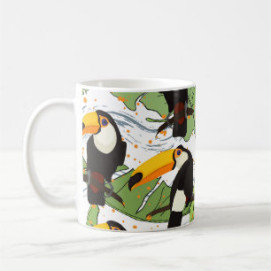 Caneca De Café Turiano tropical, palmas verdes, padrão de colheit