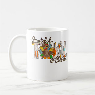 Caneca De Café Turkey Thankful Grateful Blessed Thankgivings T-Sh