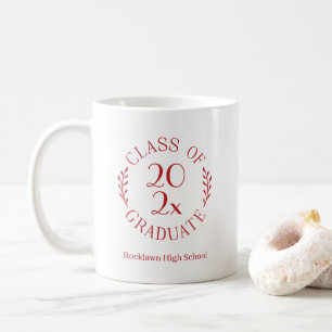 Caneca De Café Turma Ano Nome da Escola Emblema Vermelho Graduaçã