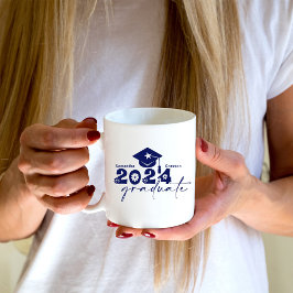 Caneca De Café Turma de Graduados Personalizada de 2024 Azul Mari