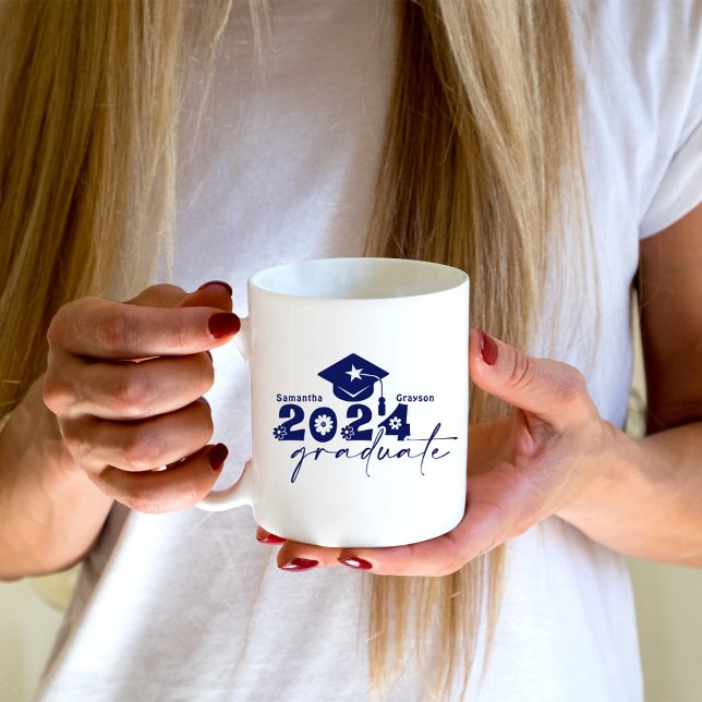 Caneca De Café Turma de Graduados Personalizada de 2024 Azul Mari (Criador carregado)