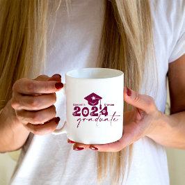 Caneca De Café Turma de Graduados Personalizada de 2024 Bege Verm