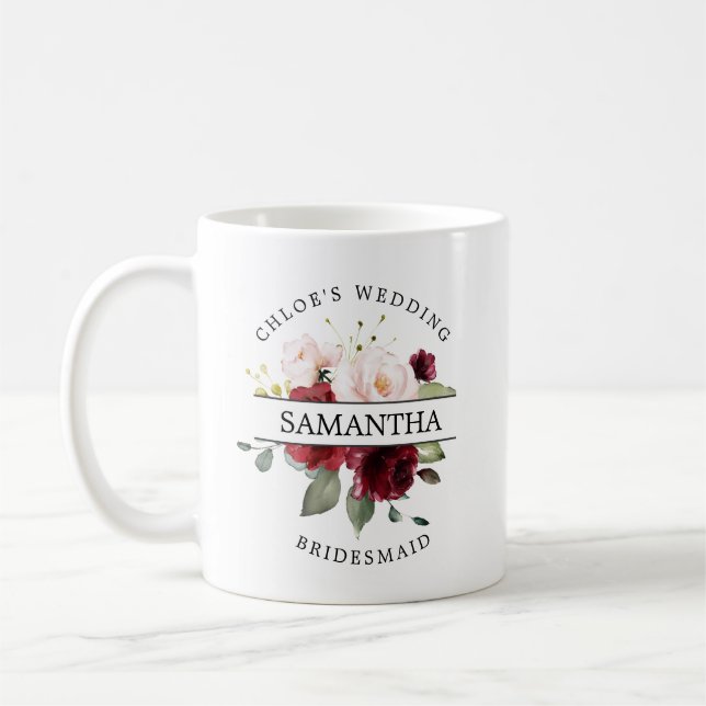 Caneca De Café Turma Floral Rosa Rosa Rosa Rosa Vermelha Brilhant (Esquerda)