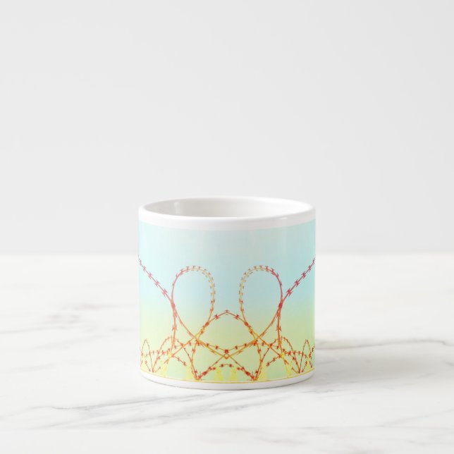 Caneca de Café Turquesa Amarelo Sonhador com Arame (Frente)