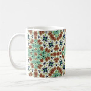Caneca De Café Turquesa bege ornamento colorido caleidoscópio