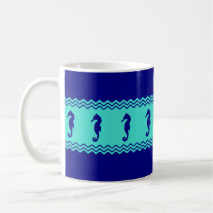 Caneca De Café Turquesa Cavalos Costeiros Costeiros Stripes