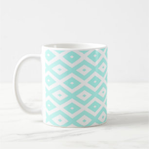 Caneca De Café Turquesa e padrão de diamante branco