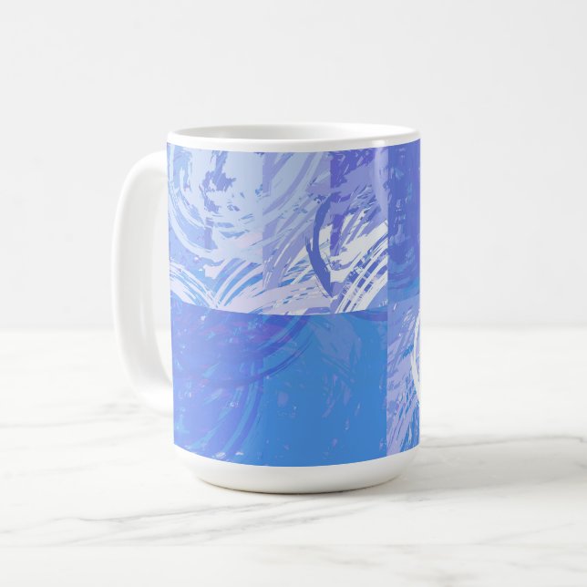 Caneca De Café Turquesa e roxa com abstrato (Frente Esquerda)