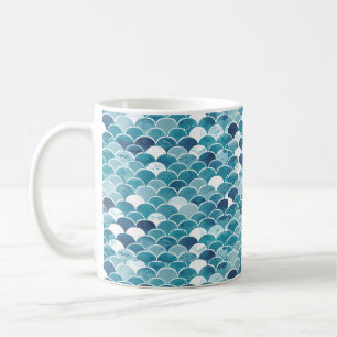 Caneca De Café Turquesa Moderna & Floral Silvestre Azul Real