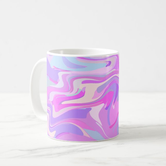 Caneca De Café Turquesa rosa púrpura marmoreada (Frente Esquerda)
