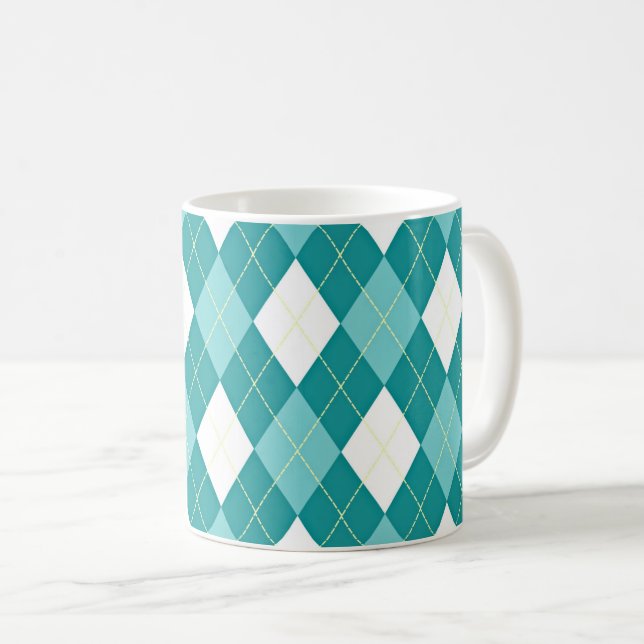 Caneca De Café Turquoise argyle pattern (Frente Esquerda)