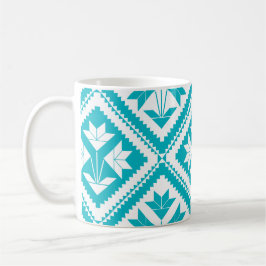 Caneca De Café Turquoise Floral Quilt Mug
