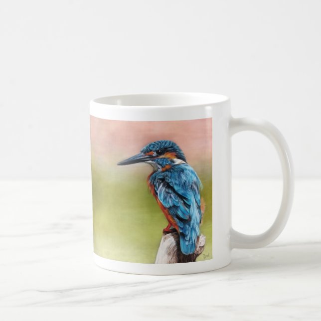 Caneca De Café Turquoise Morning Kingfisher Bird (Direita)