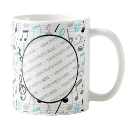Caneca De Café Turquoise Music Pattern Photo Mug